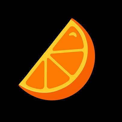 Gajo de naranja con piel en color naranjo fondo negro